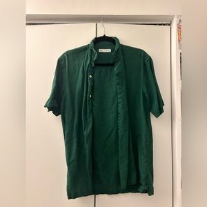 Zara Men’s Green Linen Short Sleeve Button Down